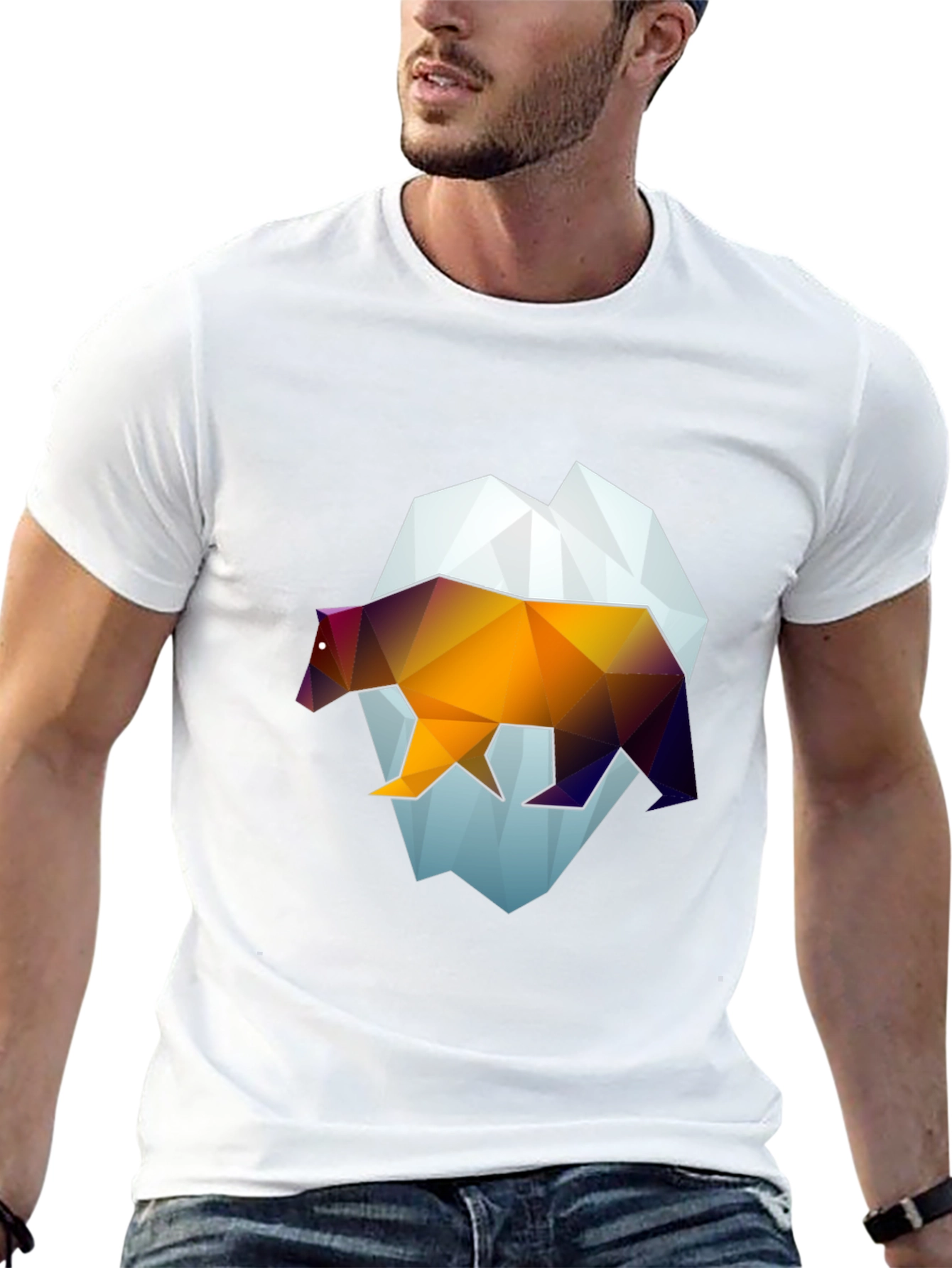 Geometric Bear Graphic Tee - Modern Black T-Shirt
