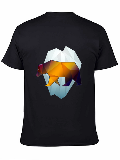 Geometric Bear Graphic Tee - Modern Black T-Shirt