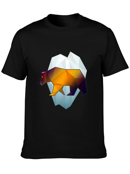 Geometric Bear Graphic Tee - Modern Black T-Shirt
