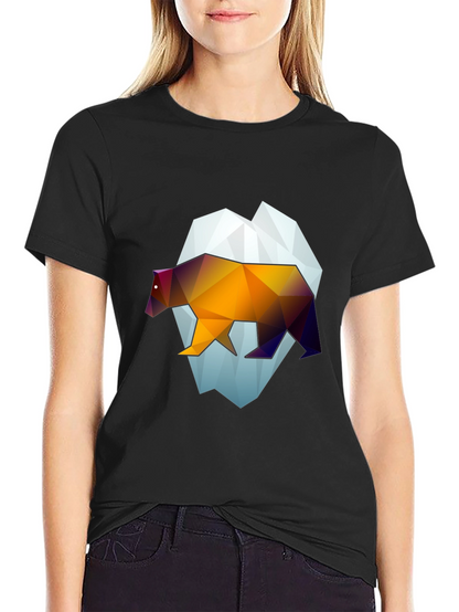 Geometric Bear Graphic Tee - Modern Black T-Shirt