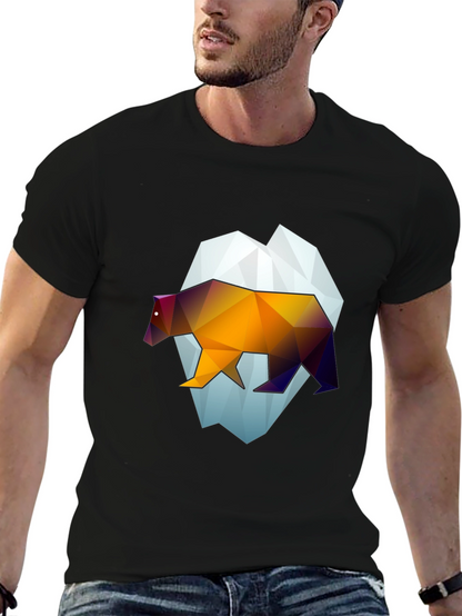 Geometric Bear Graphic Tee - Modern Black T-Shirt