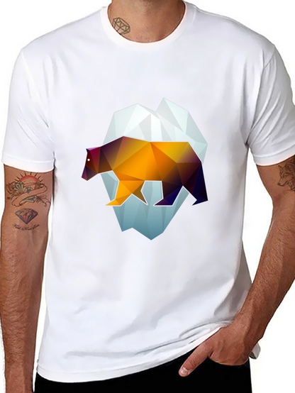 Geometric Bear Graphic Tee - Modern Black T-Shirt