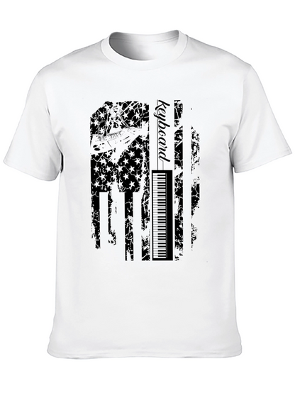 Keyboard American Flag Graphic Black T-Shirt