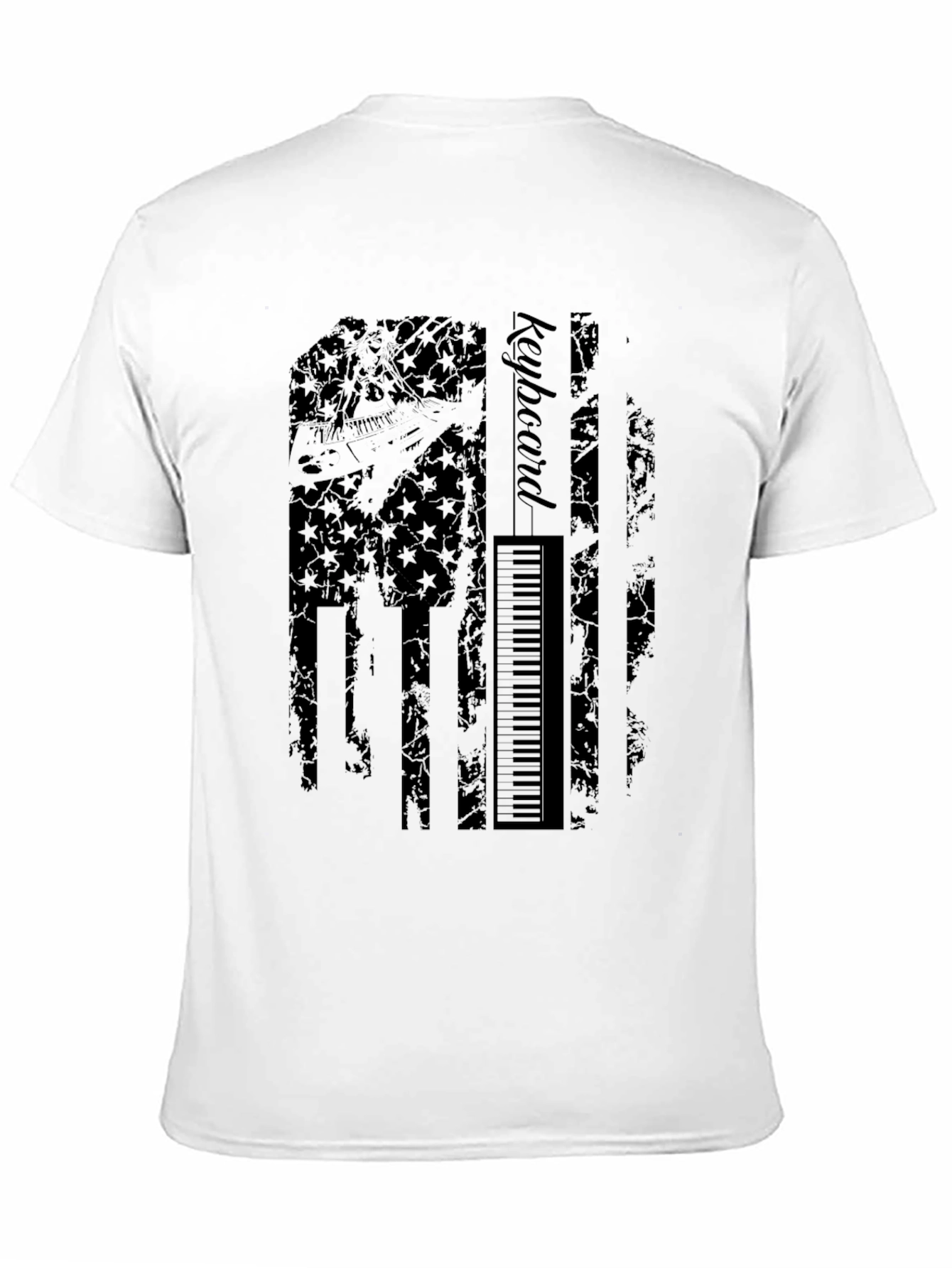 Keyboard American Flag Graphic Black T-Shirt