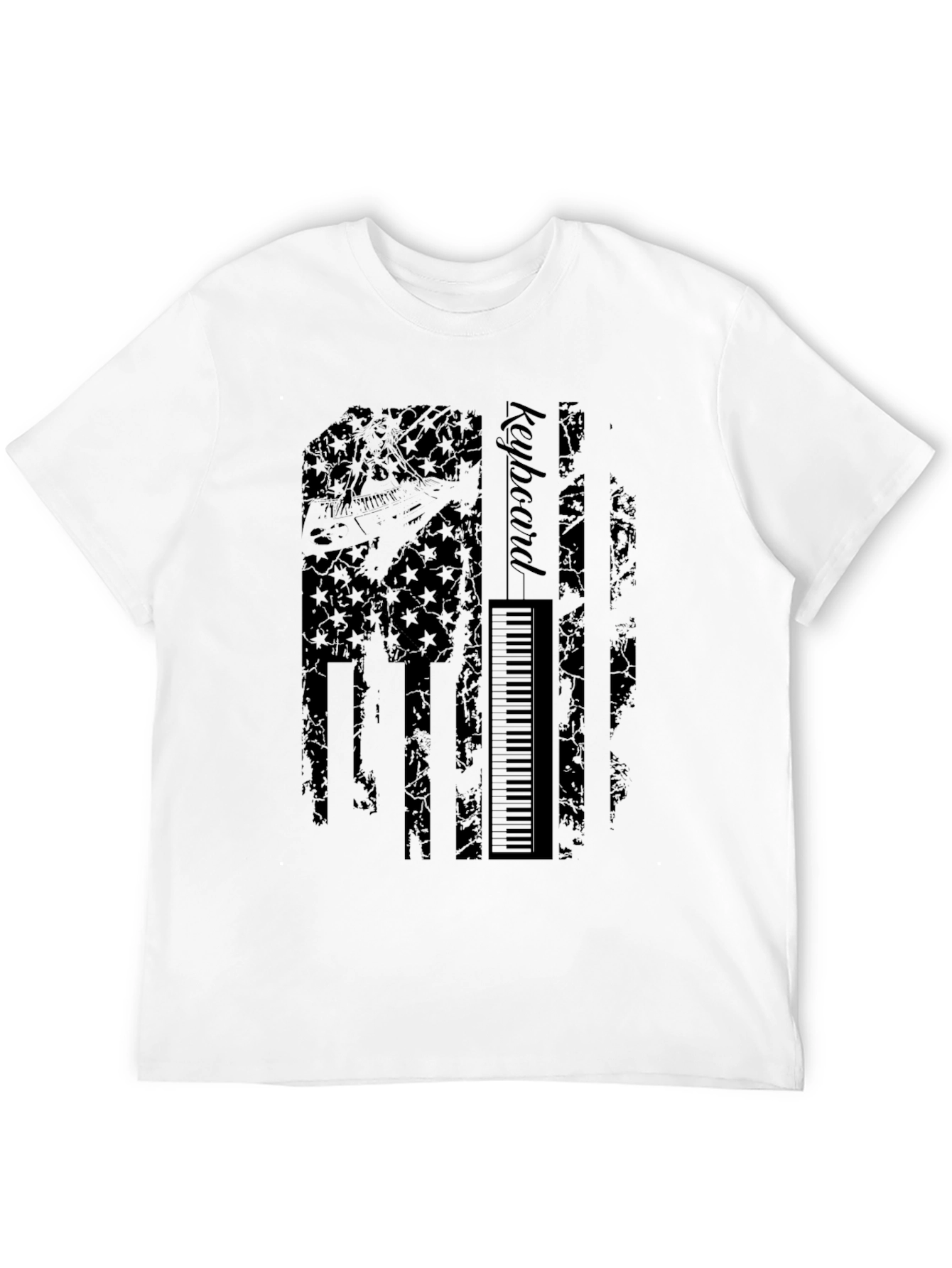 Keyboard American Flag Graphic Black T-Shirt
