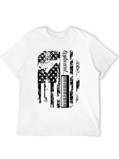 Keyboard American Flag Graphic Black T-Shirt