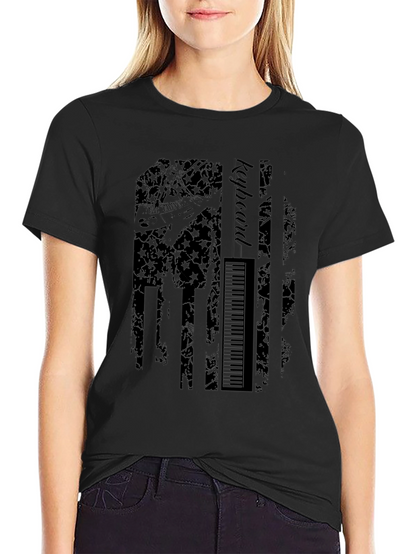 Keyboard American Flag Graphic Black T-Shirt