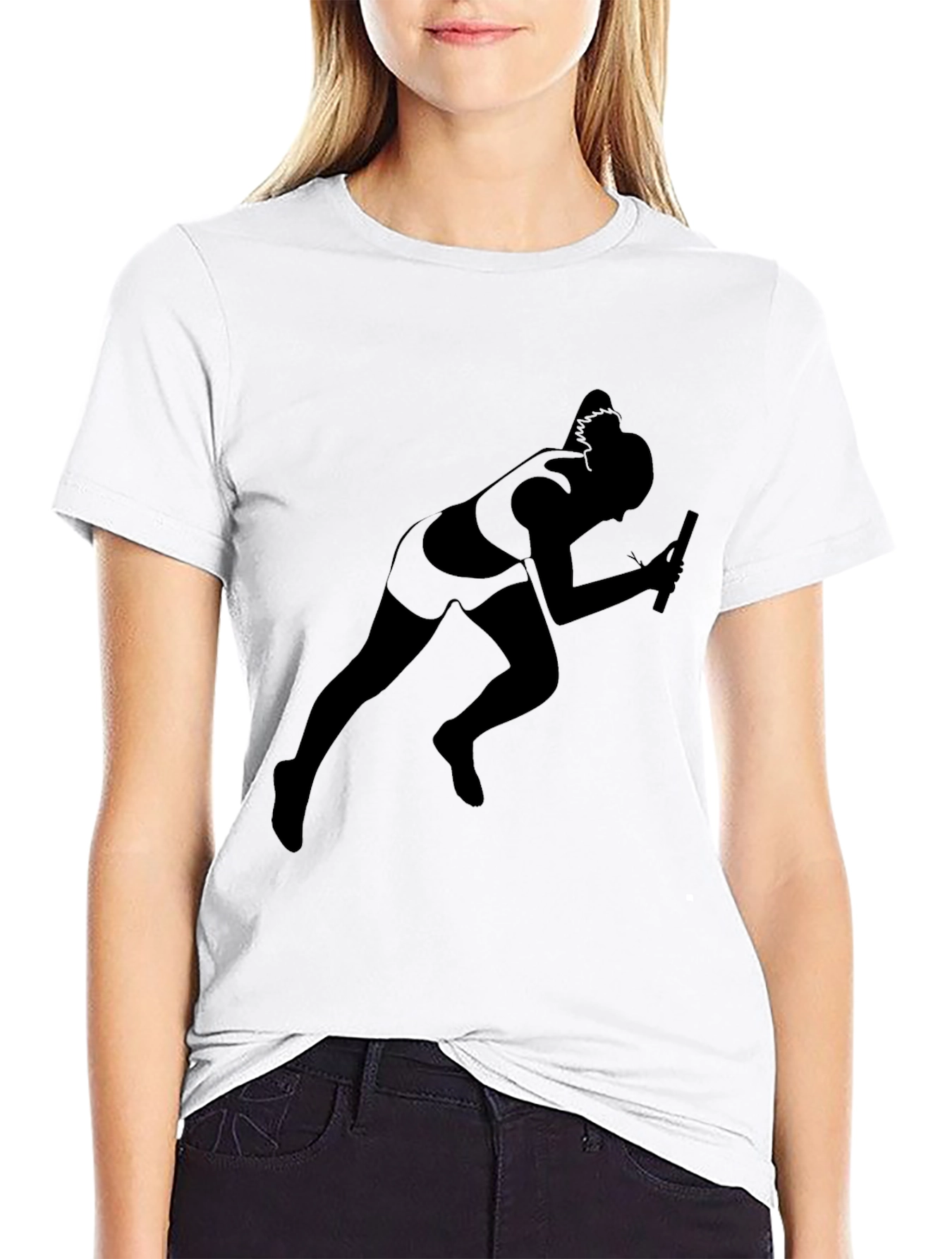 Runner Silhouette T-Shirt - Black Cotton Tee