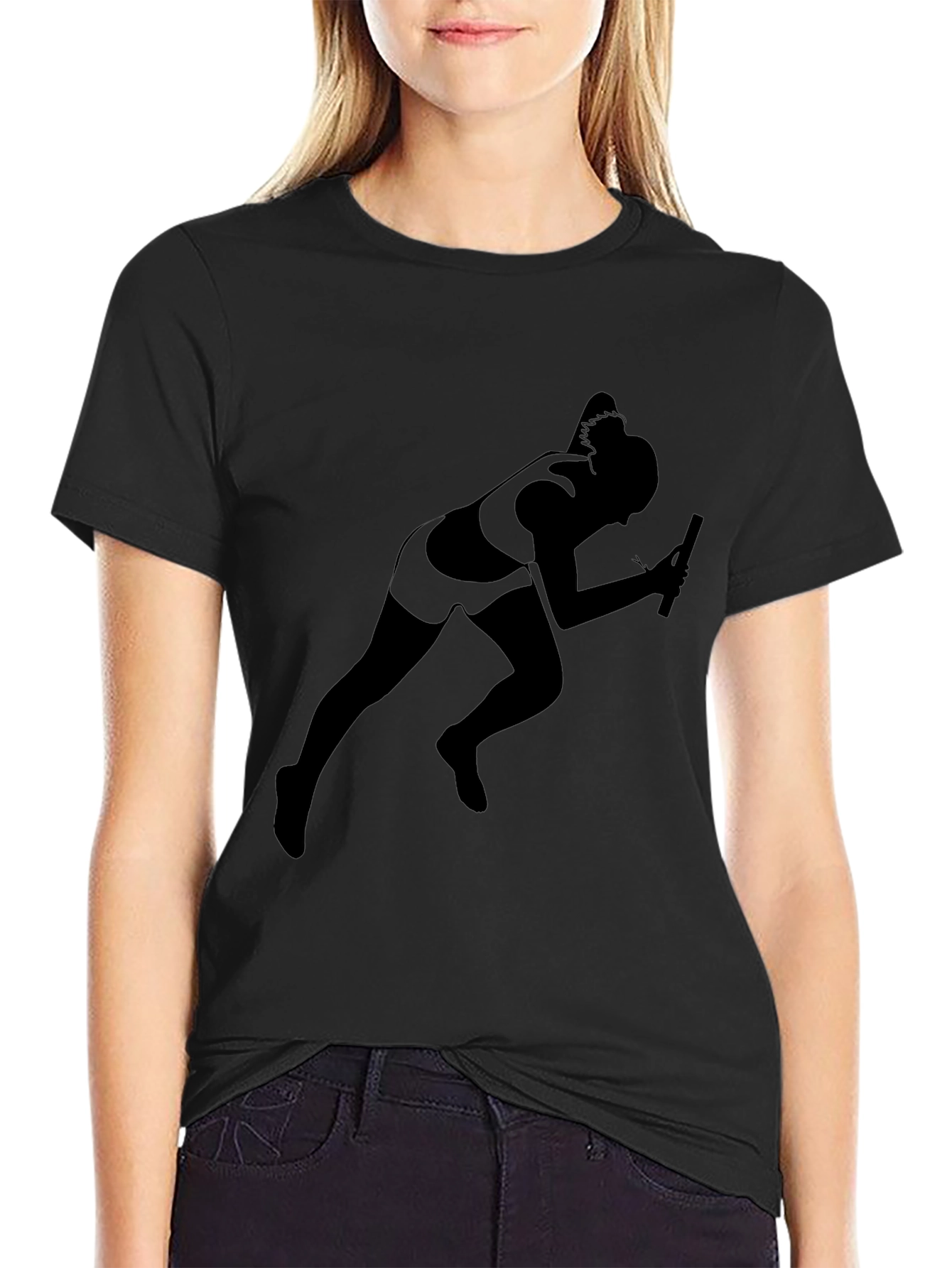 Runner Silhouette T-Shirt - Black Cotton Tee