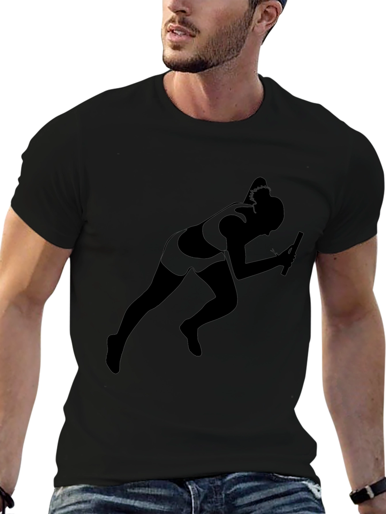 Runner Silhouette T-Shirt - Black Cotton Tee