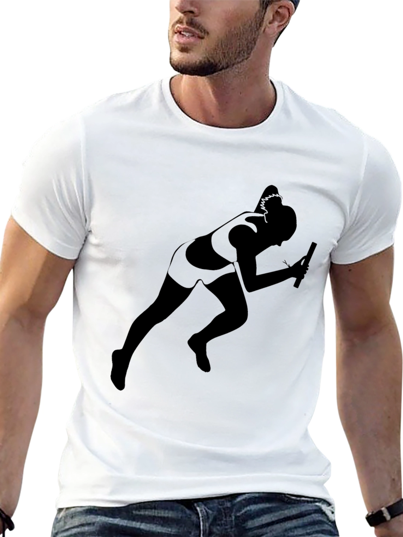 Runner Silhouette T-Shirt - Black Cotton Tee