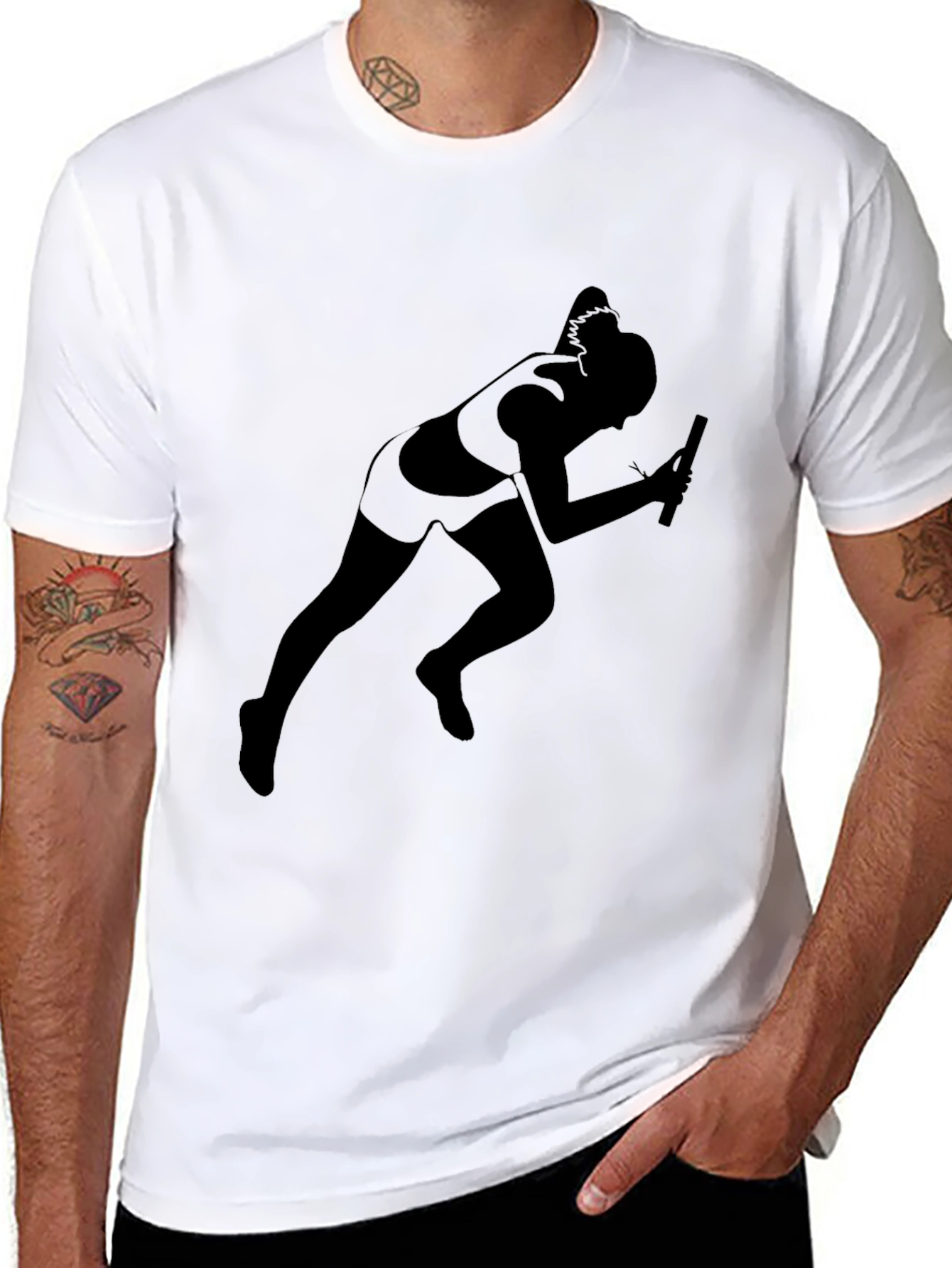 Runner Silhouette T-Shirt - Black Cotton Tee