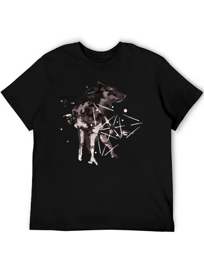 Abstract Wolf Graphic Black T-Shirt