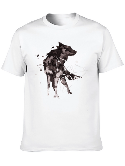 Abstract Wolf Graphic Black T-Shirt