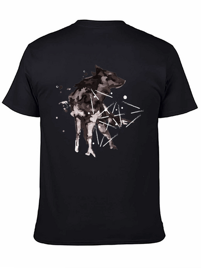 Abstract Wolf Graphic Black T-Shirt