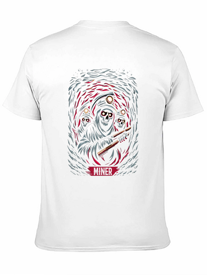 Miner Grim Reaper Graphic Print Black T-Shirt