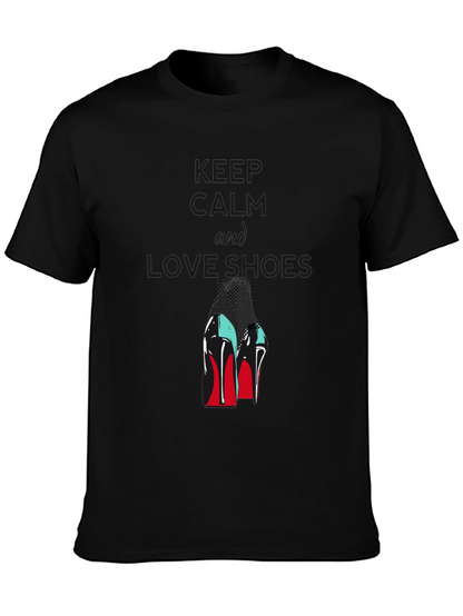 Keep Calm and Love Shoes Black T-Shirt