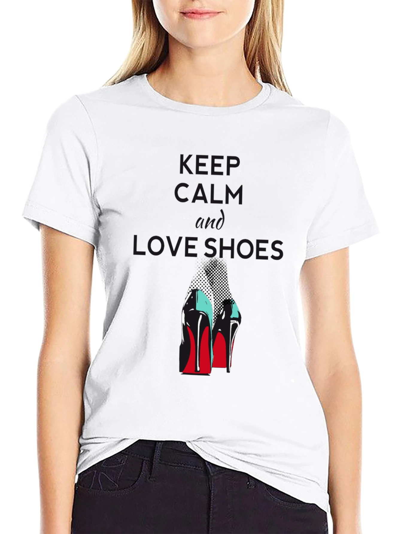 Keep Calm and Love Shoes Black T-Shirt