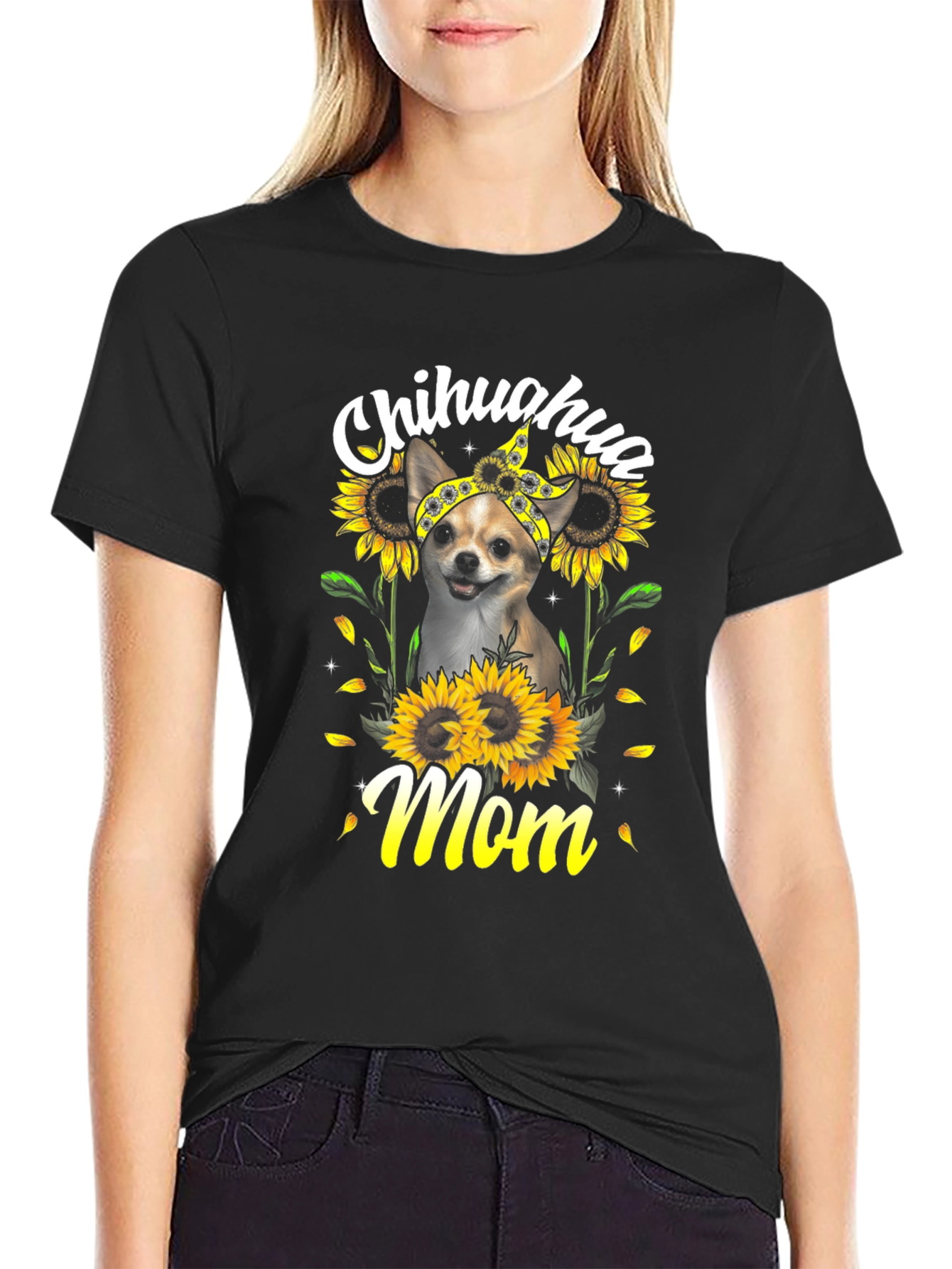 Chihuahua Mom Sunflower T-Shirt