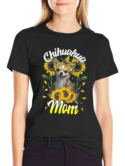 Chihuahua Mom Sunflower T-Shirt