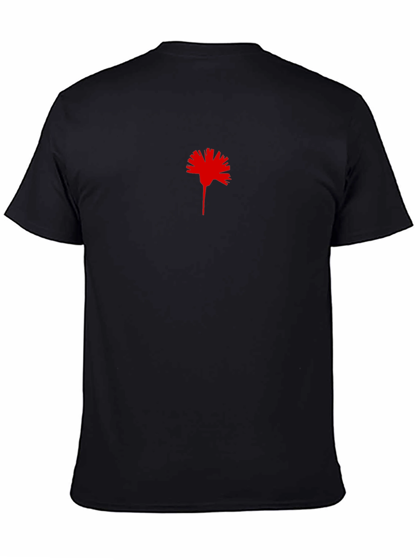 Black T-Shirt with Red Carnation Print