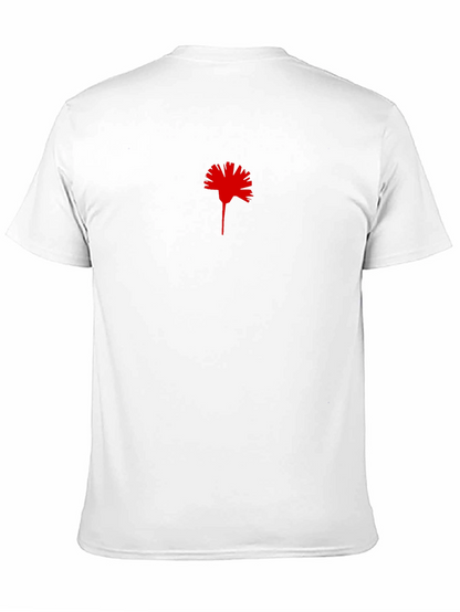Black T-Shirt with Red Carnation Print