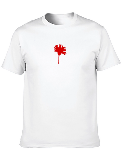 Black T-Shirt with Red Carnation Print