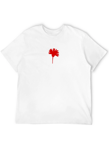Black T-Shirt with Red Carnation Print