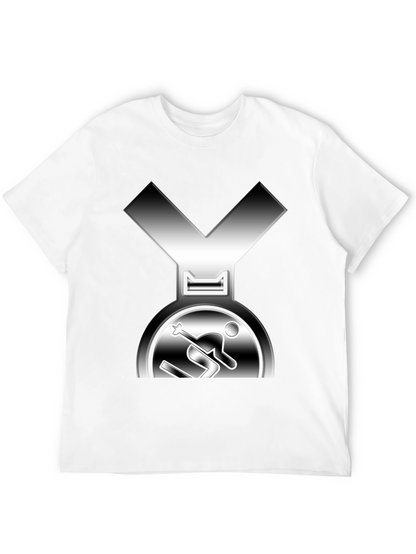 Skiing Medal Graphic Tee - Black Cotton T-Shirt