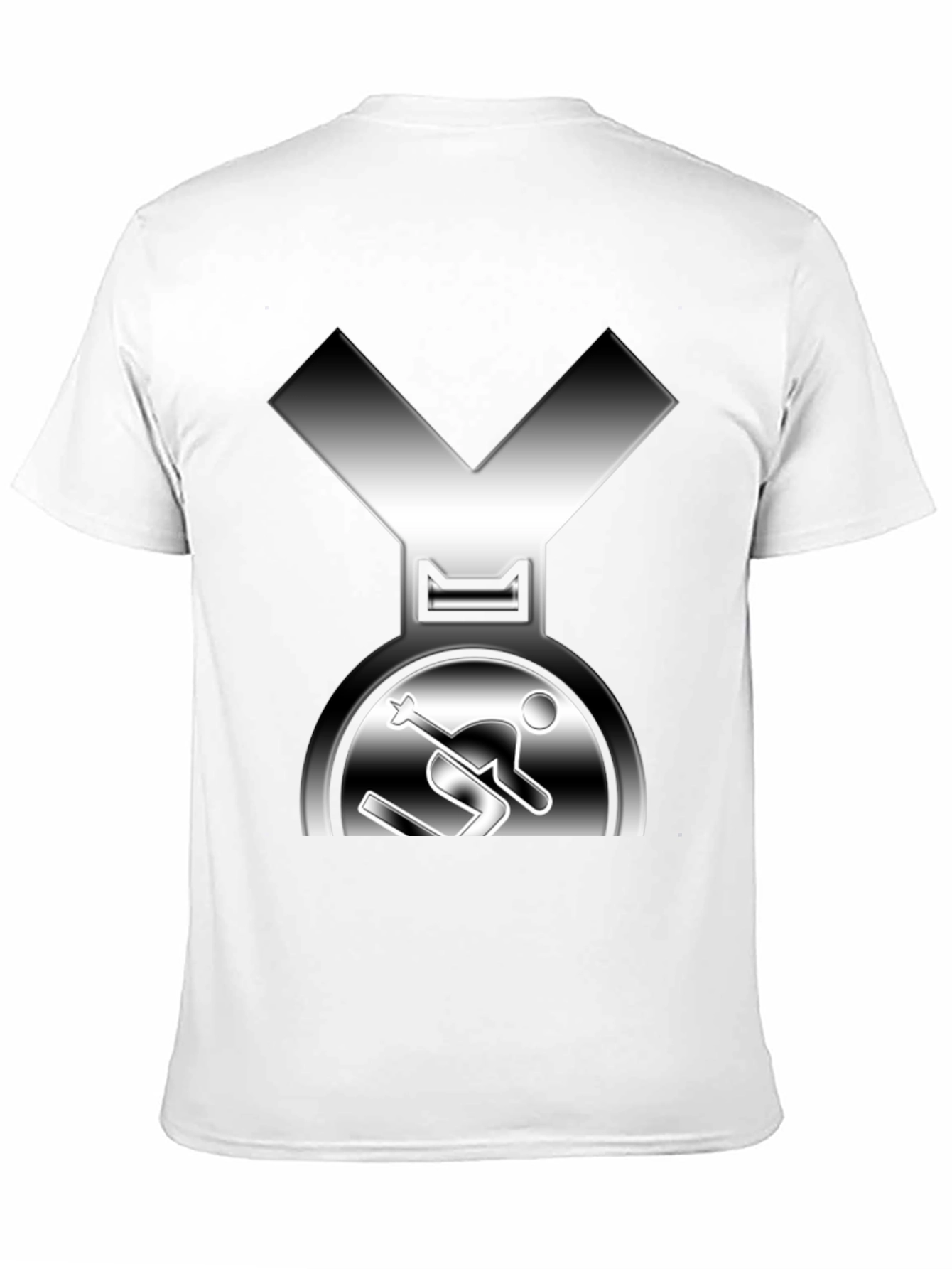 Skiing Medal Graphic Tee - Black Cotton T-Shirt