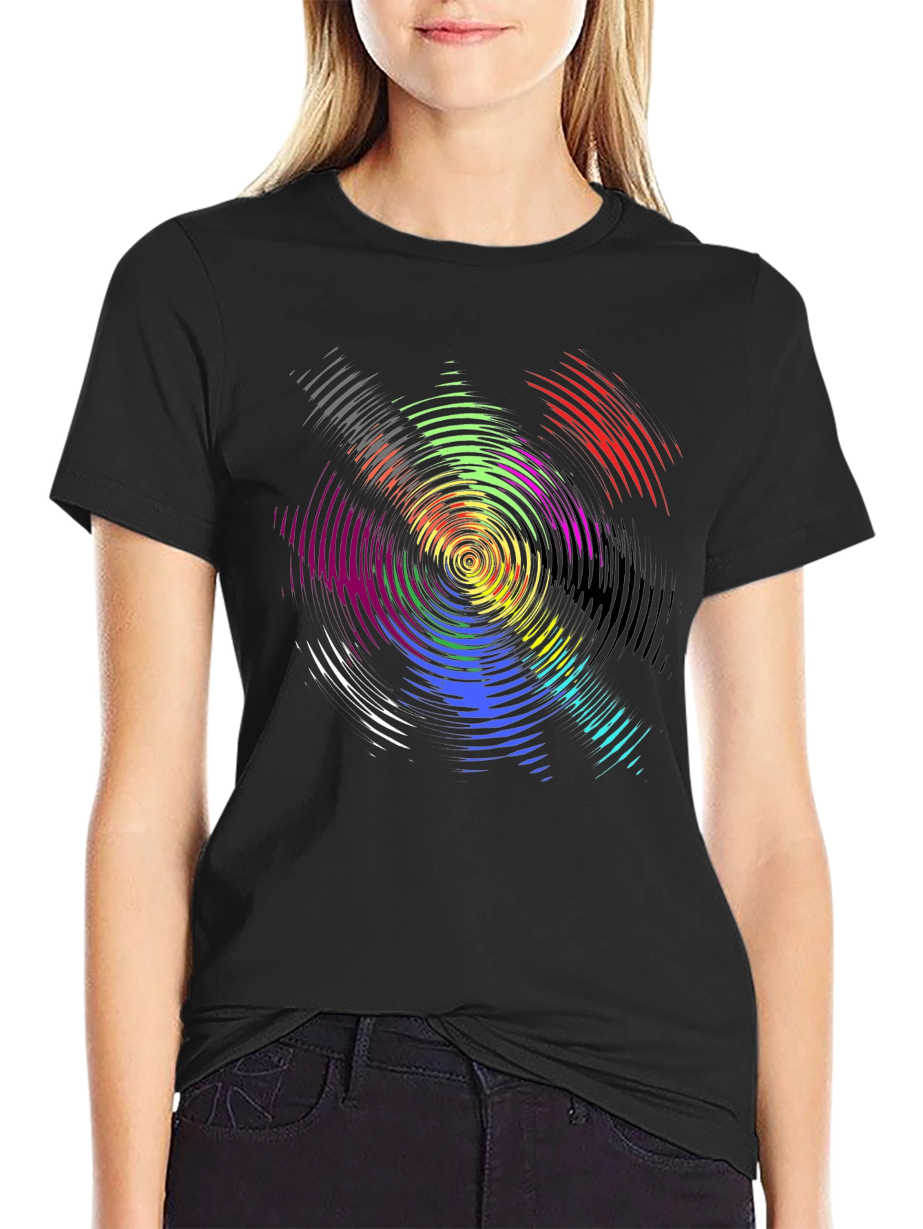 Psychedelic Swirl Graphic T-Shirt - Black