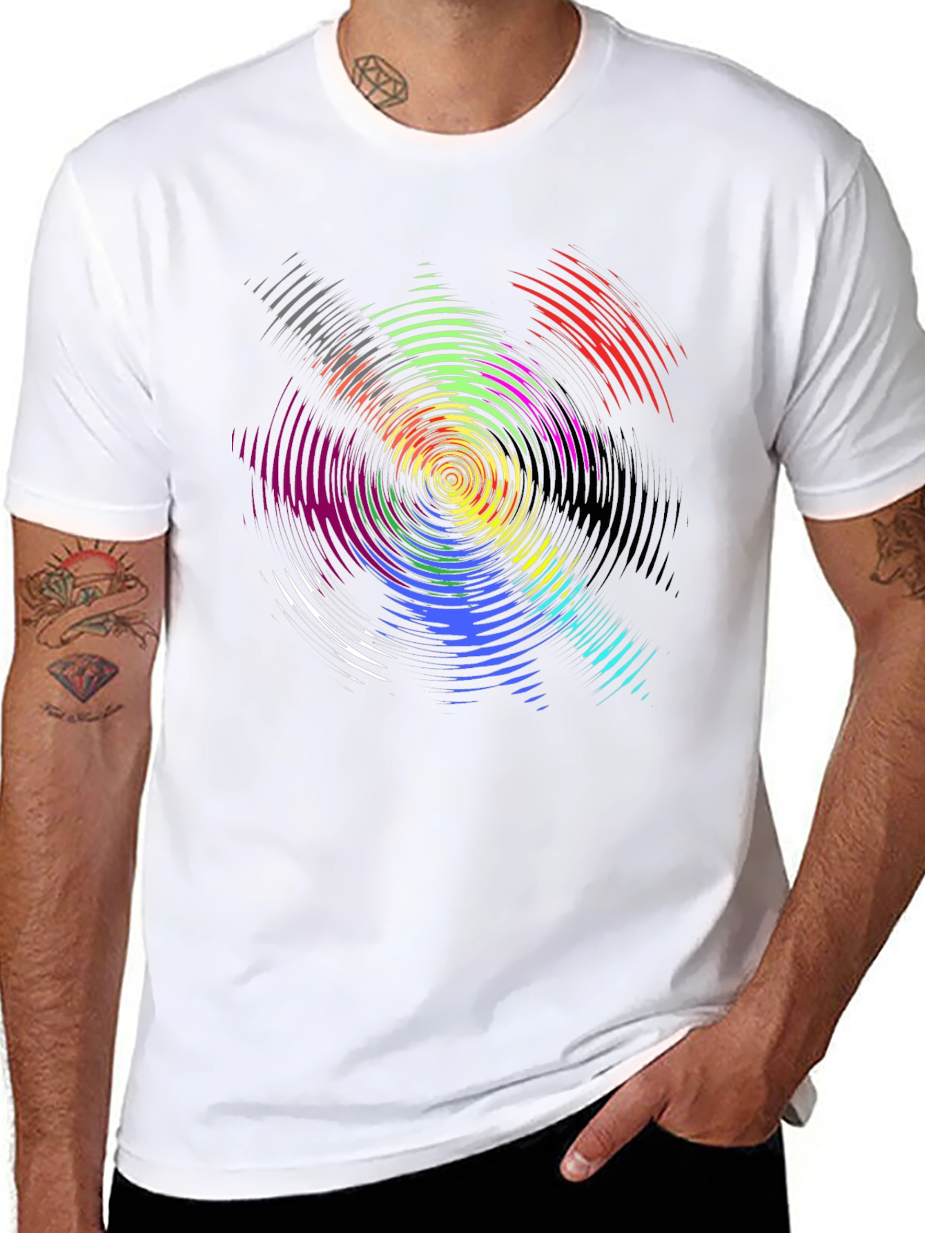 Psychedelic Swirl Graphic T-Shirt - Black