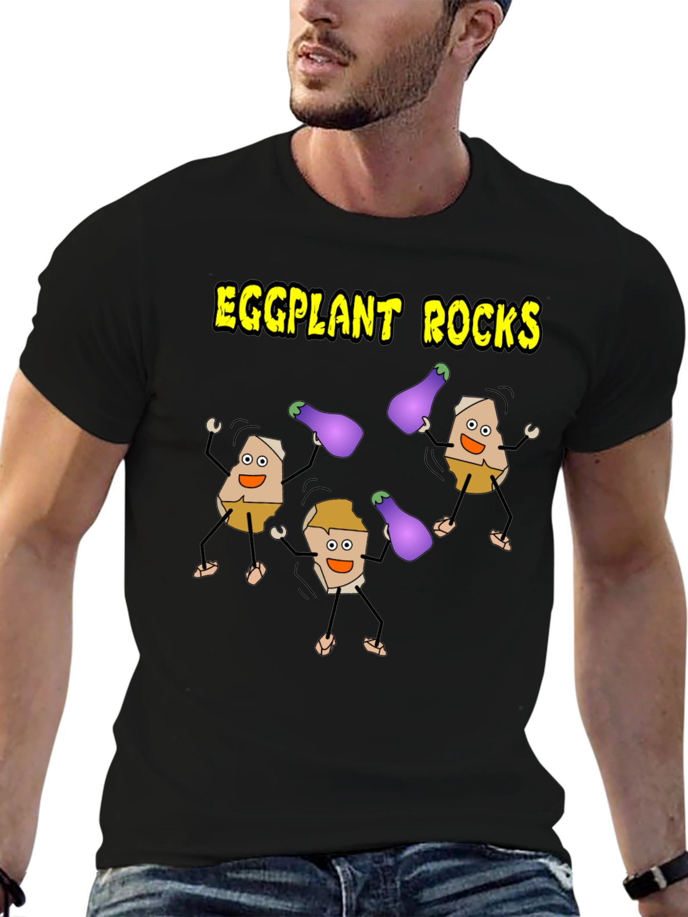 Eggplant Rocks T-Shirt - Quirky Graphic Tee