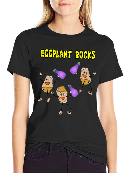 Eggplant Rocks T-Shirt - Quirky Graphic Tee