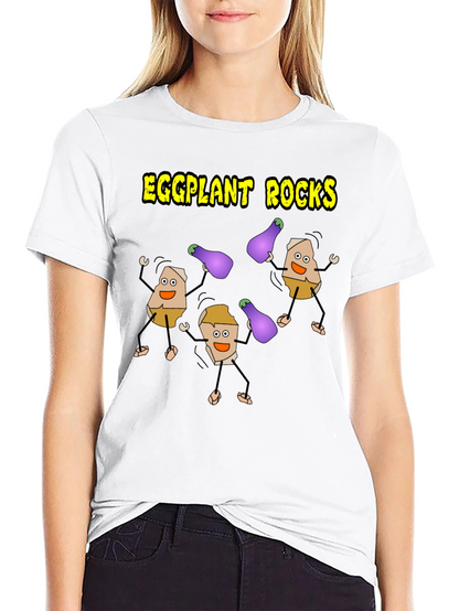 Eggplant Rocks T-Shirt - Quirky Graphic Tee