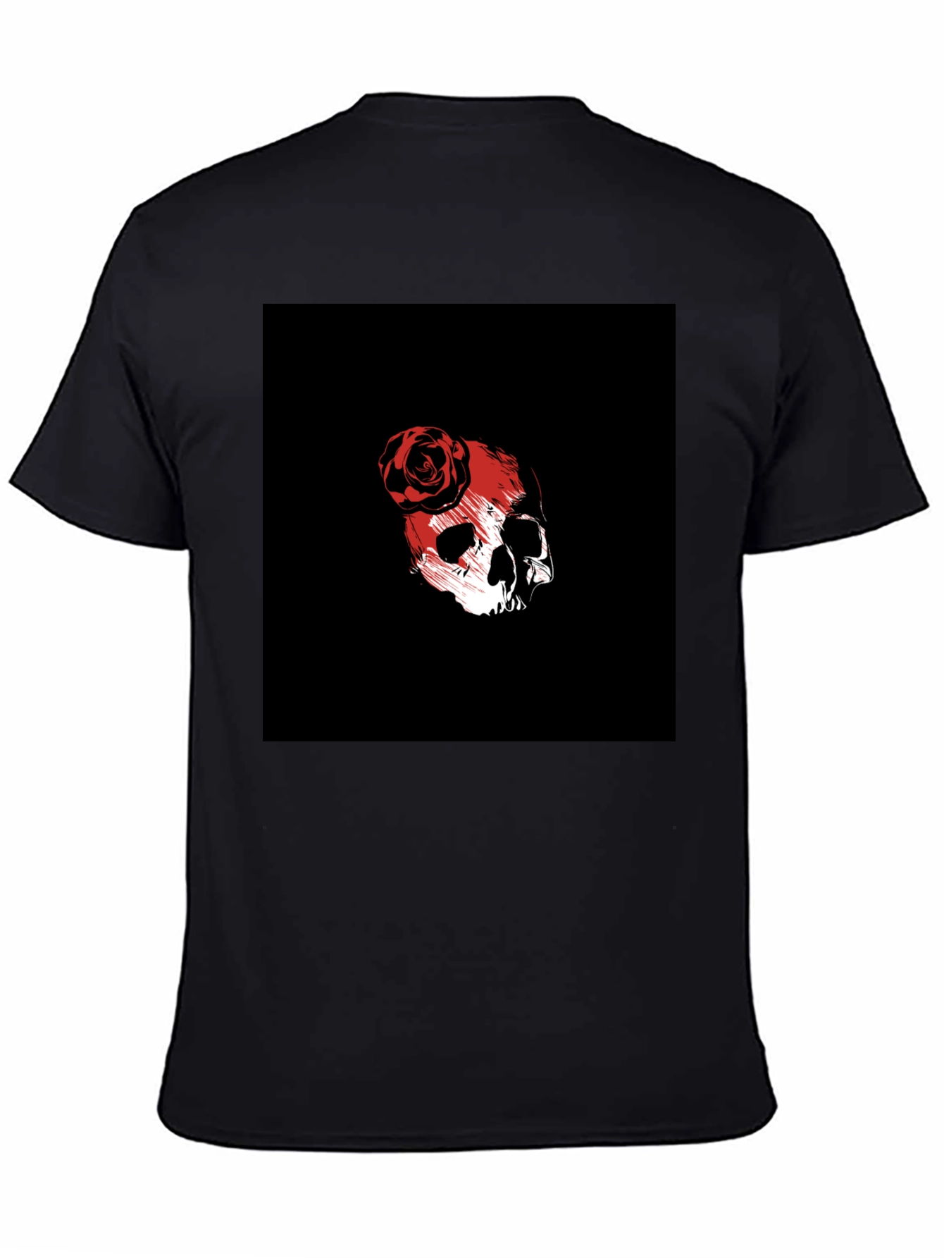 Skull & Rose Graphic Tee - Black Cotton Blend