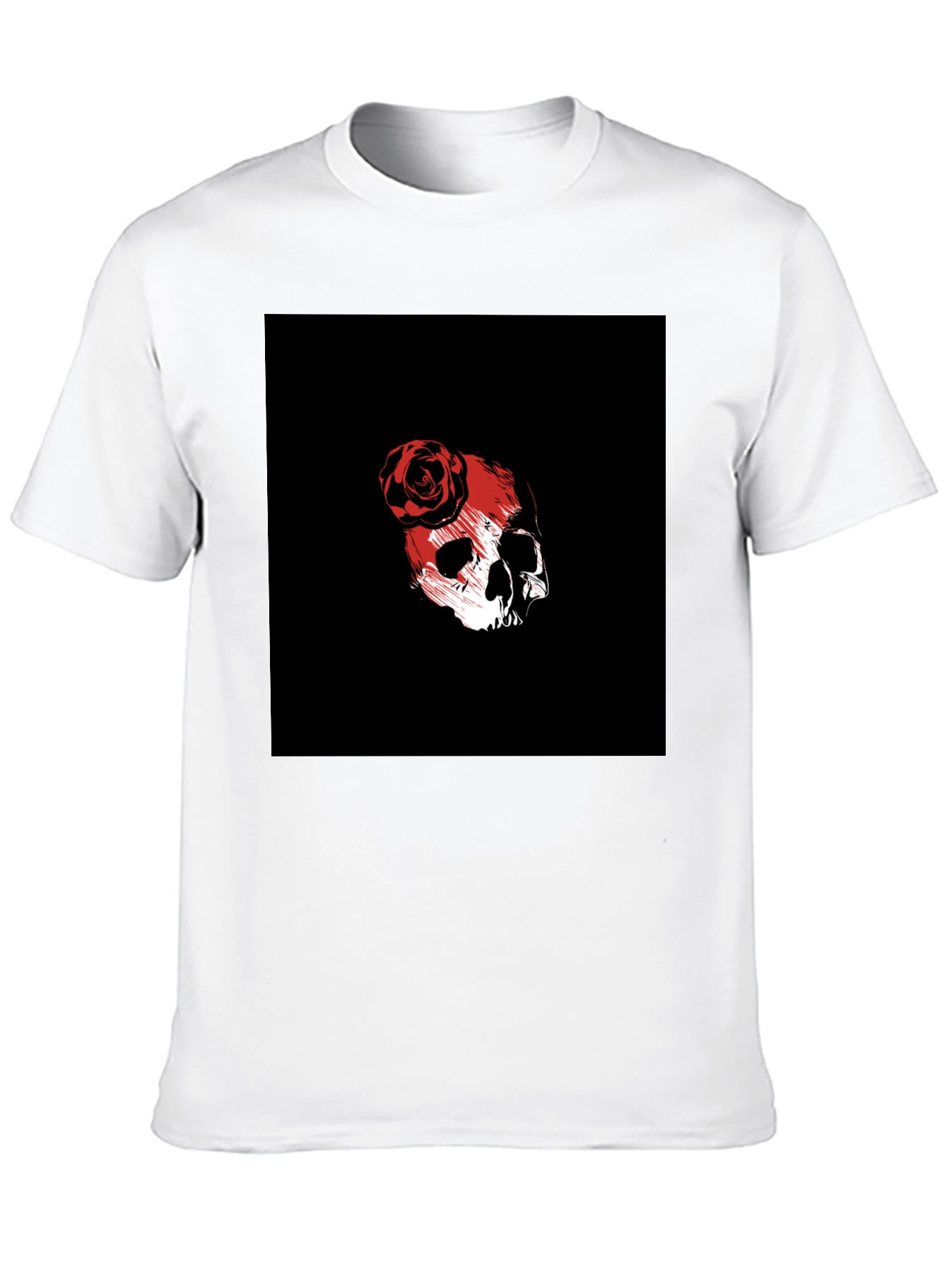 Skull & Rose Graphic Tee - Black Cotton Blend