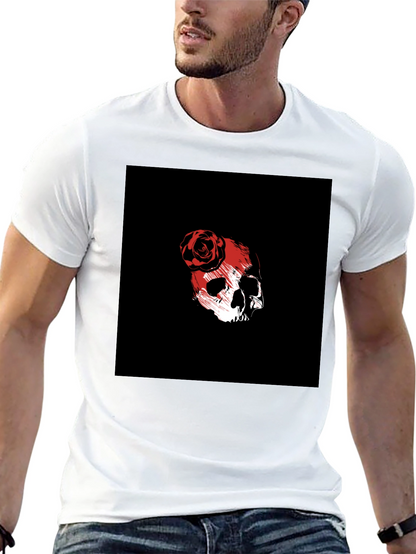 Skull & Rose Graphic Tee - Black Cotton Blend