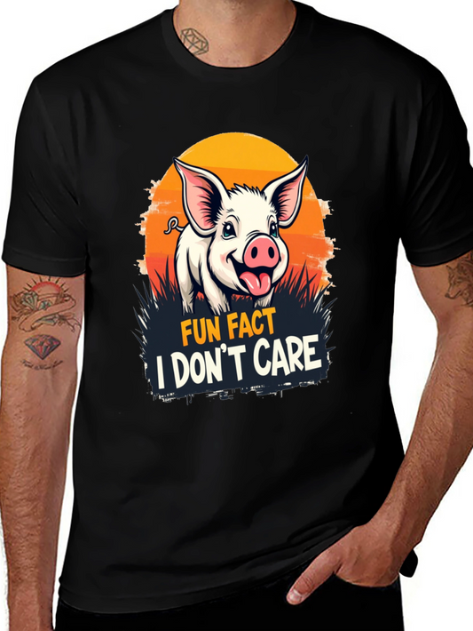 Fun Fact Pig T-Shirt: I Dont Care Novelty Tee