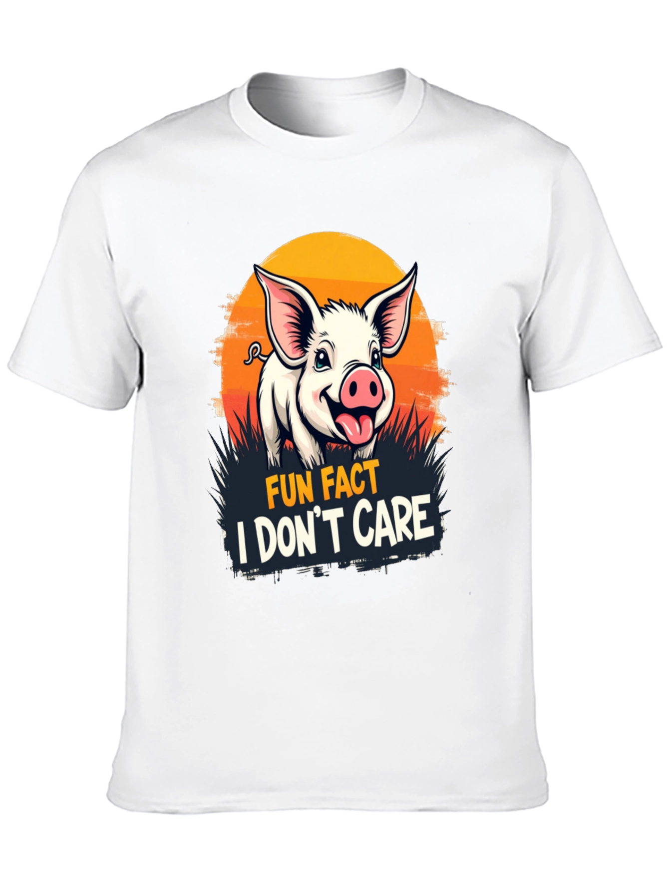 Fun Fact Pig T-Shirt: I Dont Care Novelty Tee