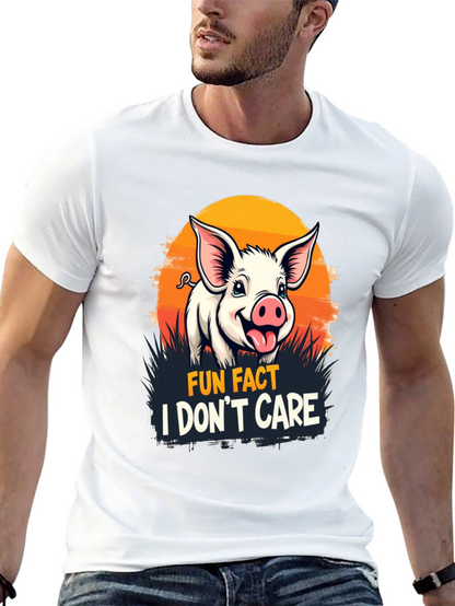 Fun Fact Pig T-Shirt: I Dont Care Novelty Tee