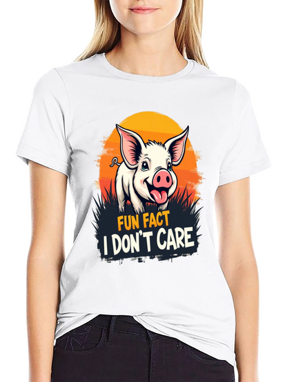 Fun Fact Pig T-Shirt: I Dont Care Novelty Tee