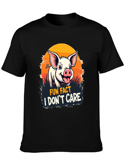 Fun Fact Pig T-Shirt: I Dont Care Novelty Tee