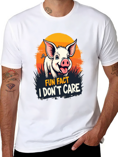 Fun Fact Pig T-Shirt: I Dont Care Novelty Tee