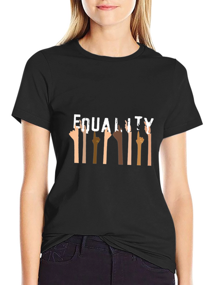 Equality Black Graphic Tee Diverse Hands Up T-Shirt