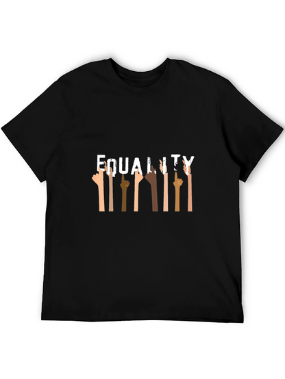 Equality Black Graphic Tee Diverse Hands Up T-Shirt