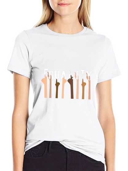 Equality Black Graphic Tee Diverse Hands Up T-Shirt