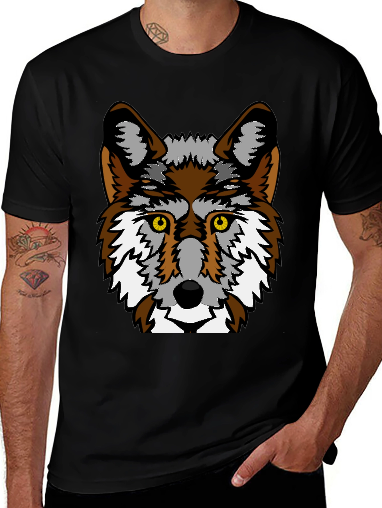 Cool Wolf Graphic Black T-Shirt