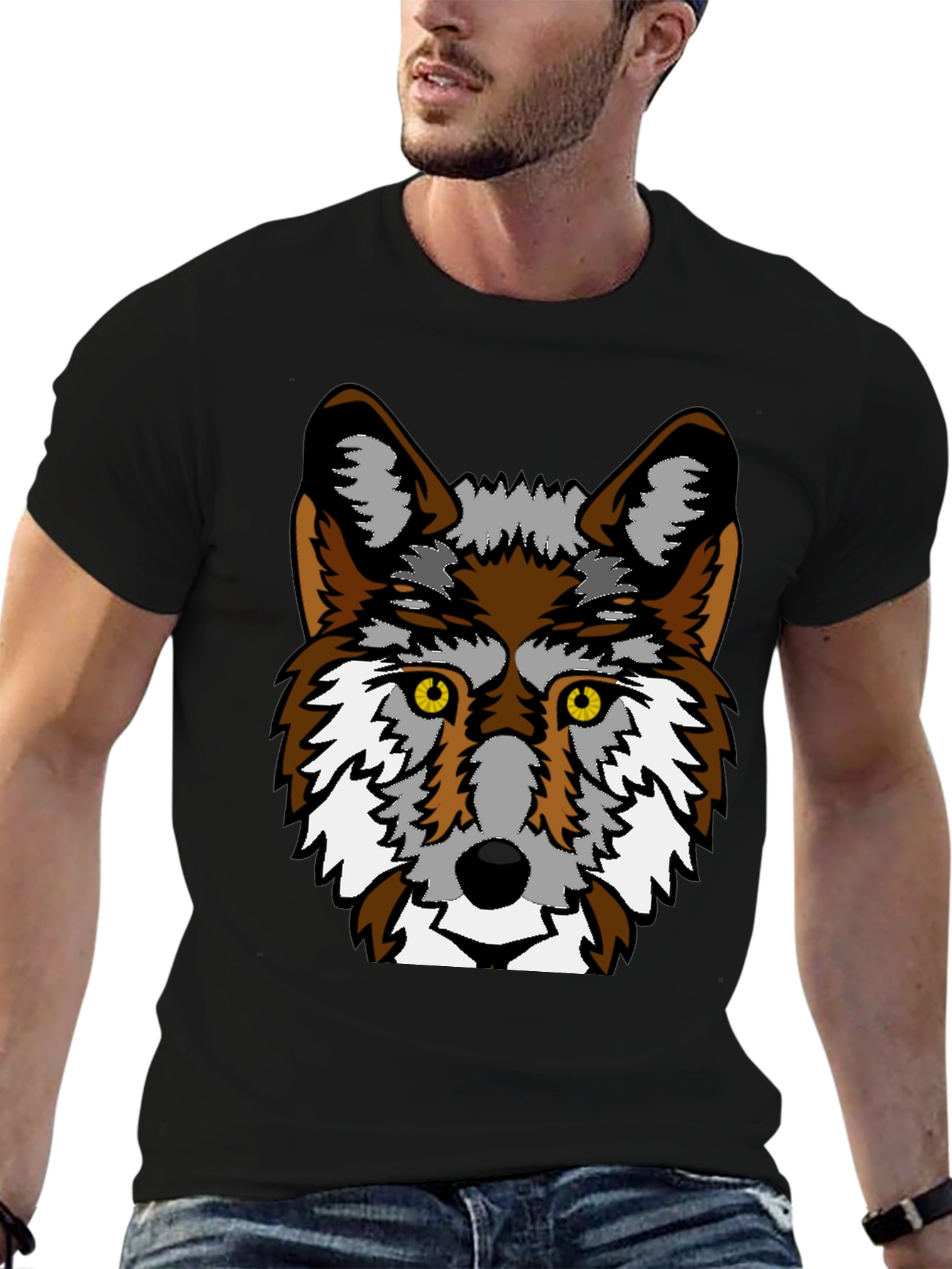 Cool Wolf Graphic Black T-Shirt