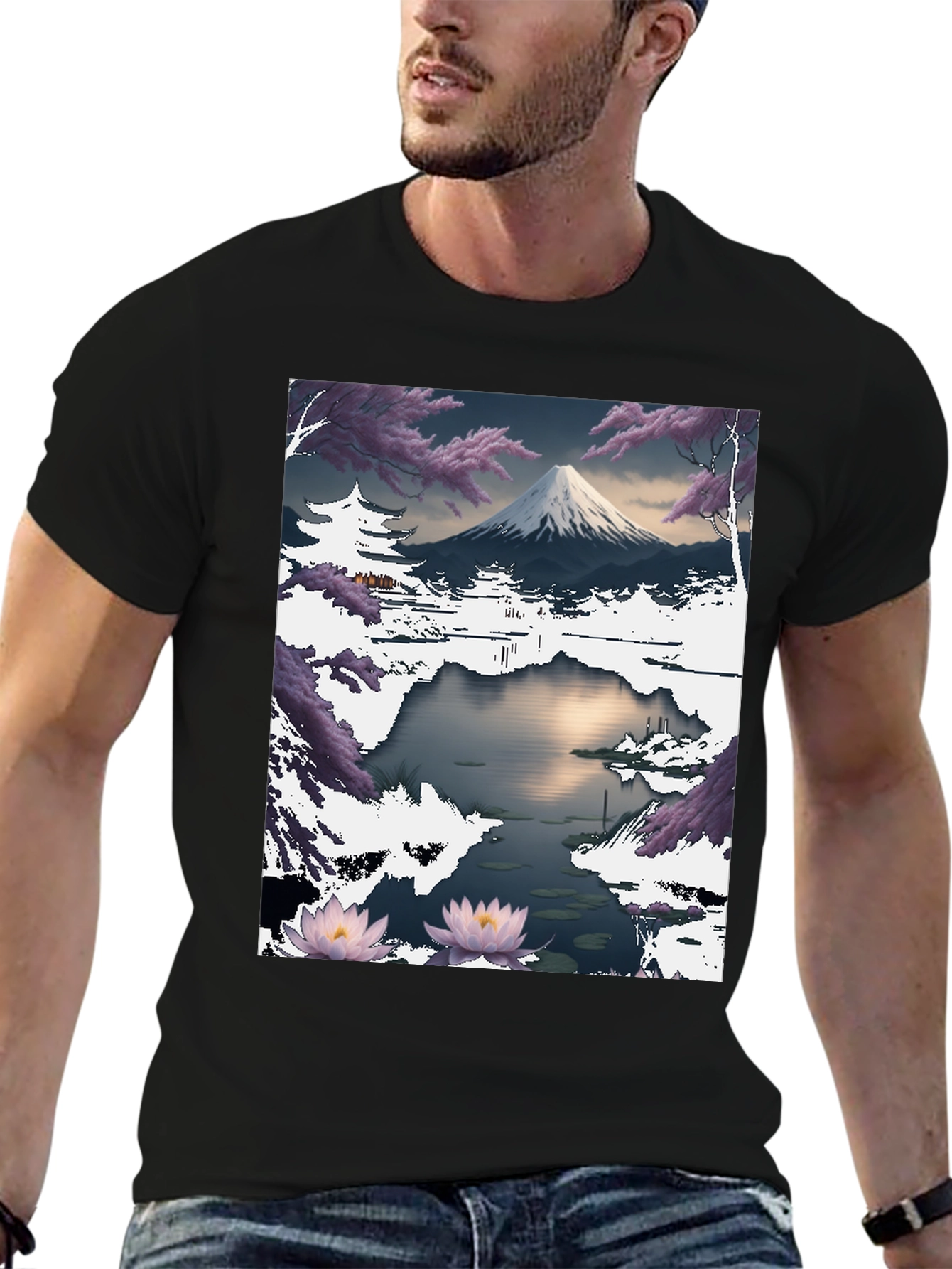 Mount Fuji Landscape Graphic T-Shirt
